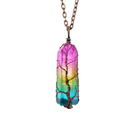 Hot Selling Stone Crystal Pillar Tree Of Life Pendant In Europe And America